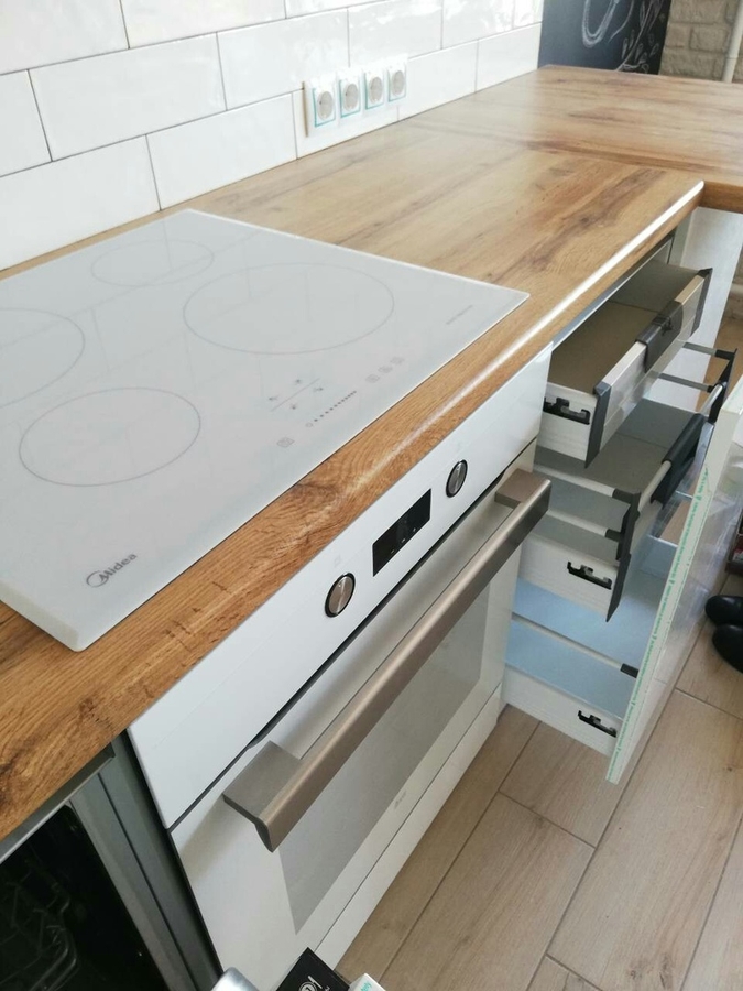 Белый кухонный гарнитур-Кухня МДФ в эмали «Модель 380»-фото7