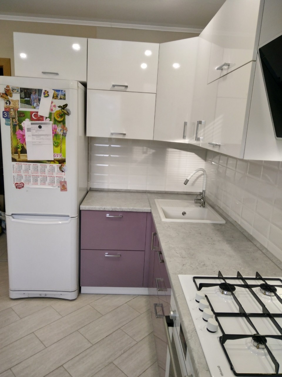 Белый кухонный гарнитур-Кухня МДФ в ПВХ «Модель 544»-фото3