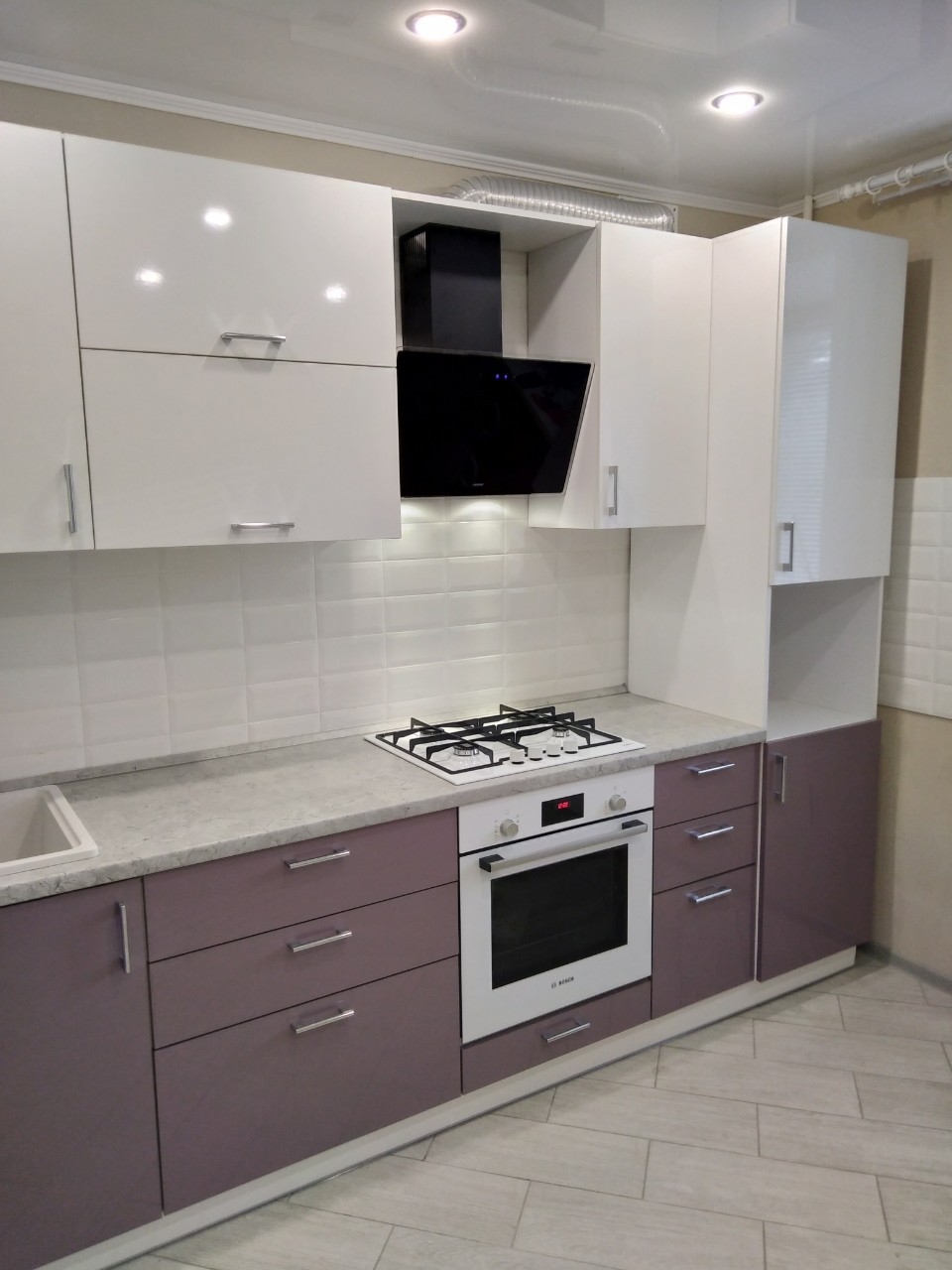 Белый кухонный гарнитур-Кухня МДФ в ПВХ «Модель 544»-фото2